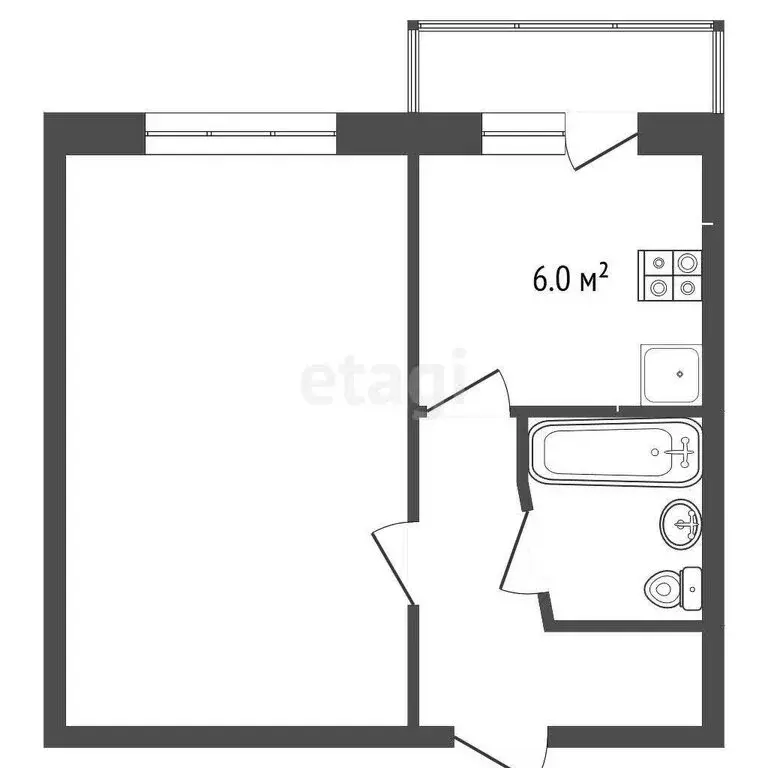 1-комнатная квартира: Нальчик, улица Мусукаева, 38 (30.6 м) - Фото 0