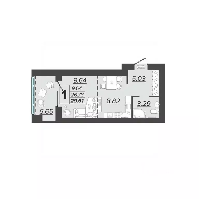 1-к кв. Брянская область, Брянск Архитектор жилой комплекс (29.61 м) - Фото 1