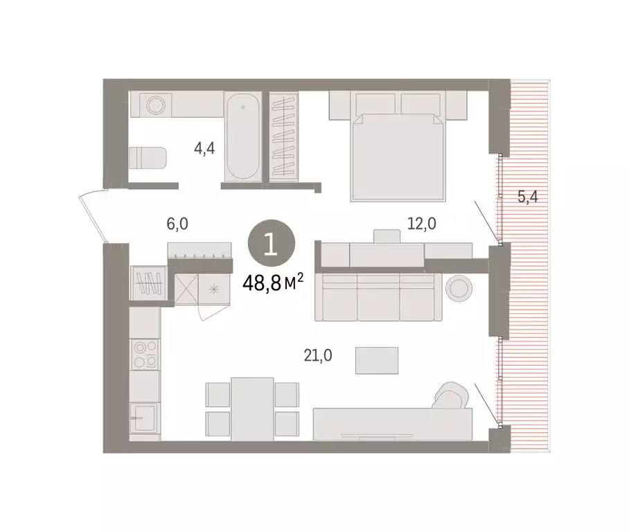 1-комнатная квартира: Екатеринбург, жилой район Сортировочный, ... - Фото 2