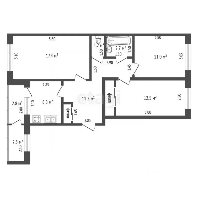 3-к кв. Тамбовская область, Мичуринск ул. Серафимовича, 3 (67.3 м) - Фото 2