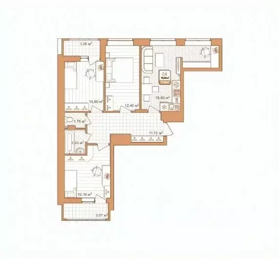 3-к кв. Тульская область, Тула проезд 2-й Клинской, 8 (70.4 м) - Фото 0