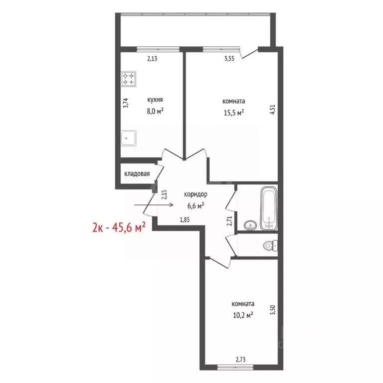 2-к кв. Свердловская область, Арамиль ул. Гарнизон, 18 (45.6 м) - Фото 1