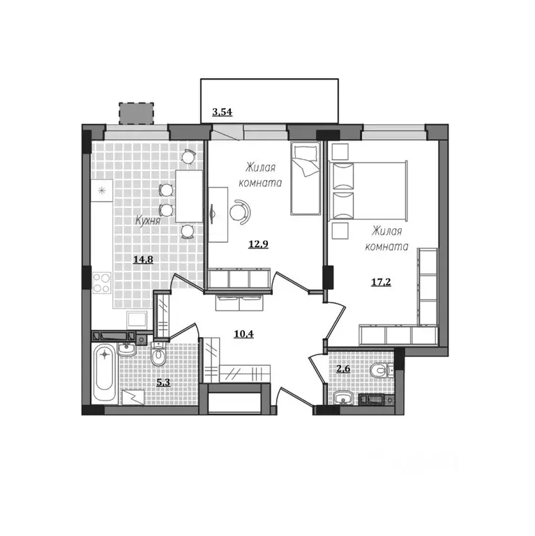 2-к кв. Смоленская область, Смоленск ул. Александра Степанова, 14 ... - Фото 0