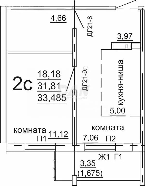 1-комнатная квартира: Челябинск, улица Дмитрия Неаполитанова, 50 (33.5 ... - Фото 0