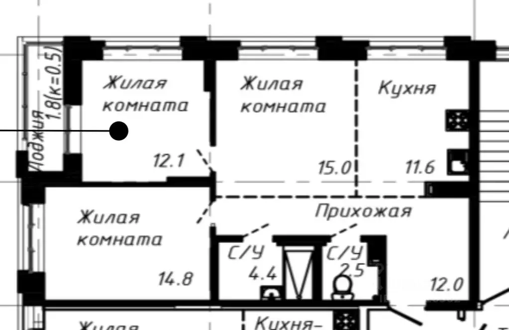 3-к кв. Новосибирская область, Новосибирск Одоевский жилой комплекс, 3 ... - Фото 1