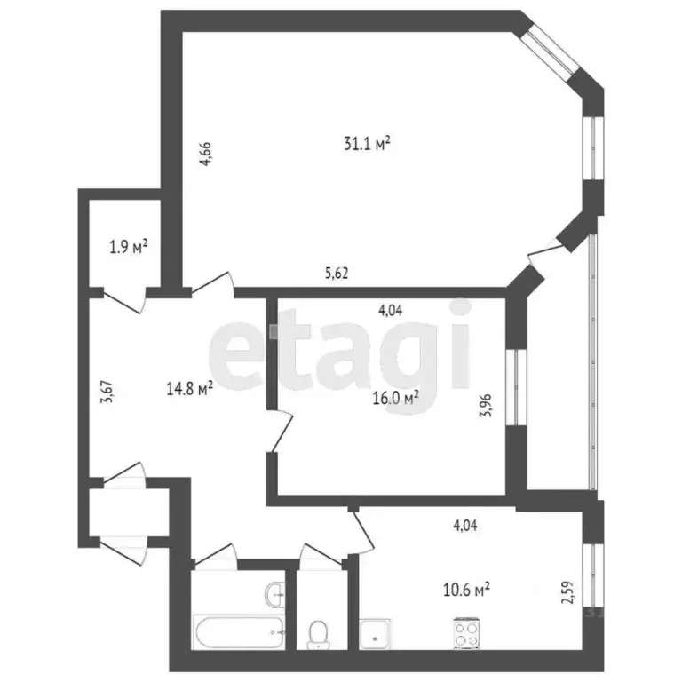 2-к кв. Ямало-Ненецкий АО, Новый Уренгой просп. Губкина, 7А (78.9 м) - Фото 1