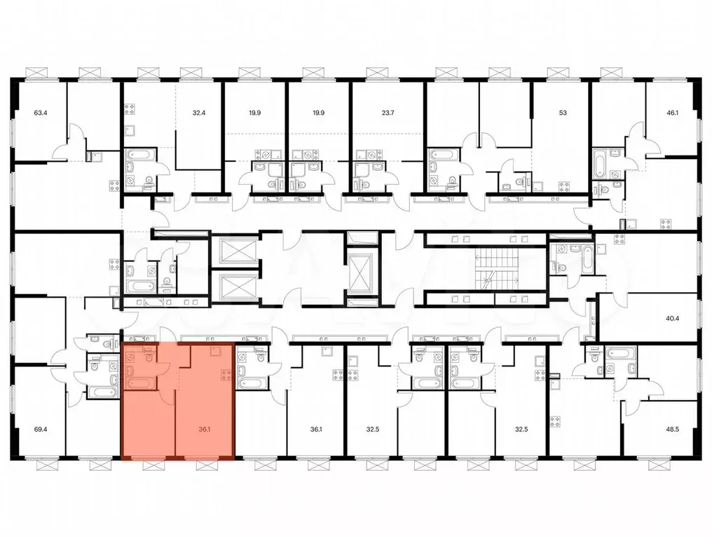 1-к. квартира, 35,7 м, 2/25 эт. - Фото 1