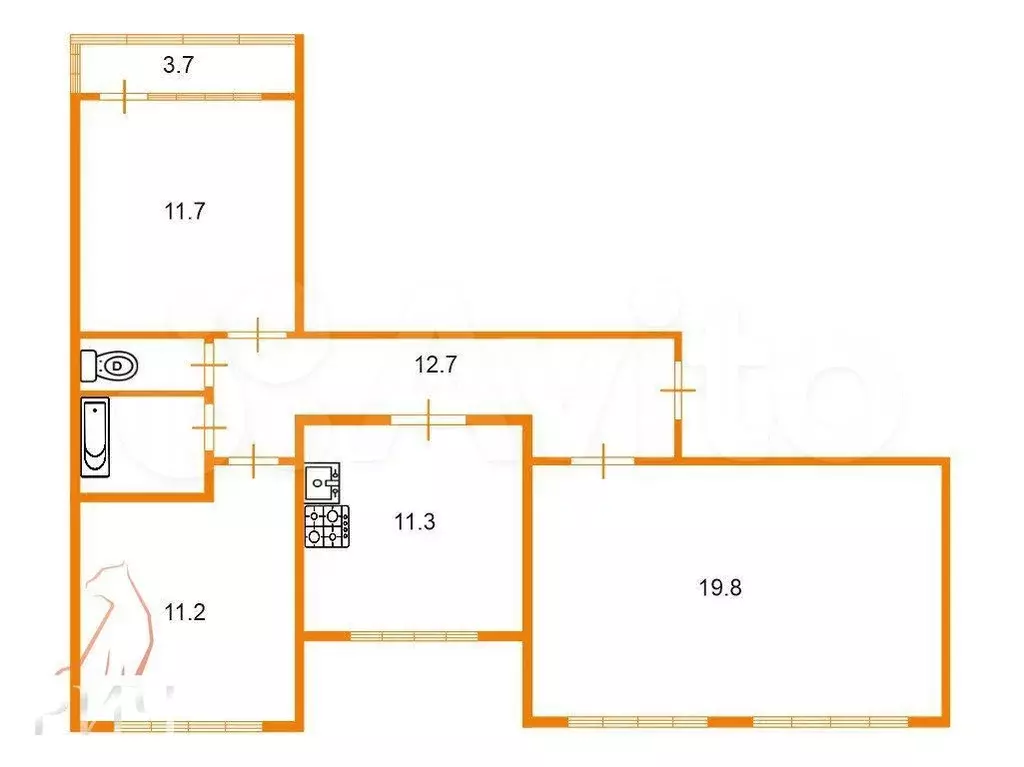 3-к. квартира, 71 м, 8/12 эт. - Фото 0