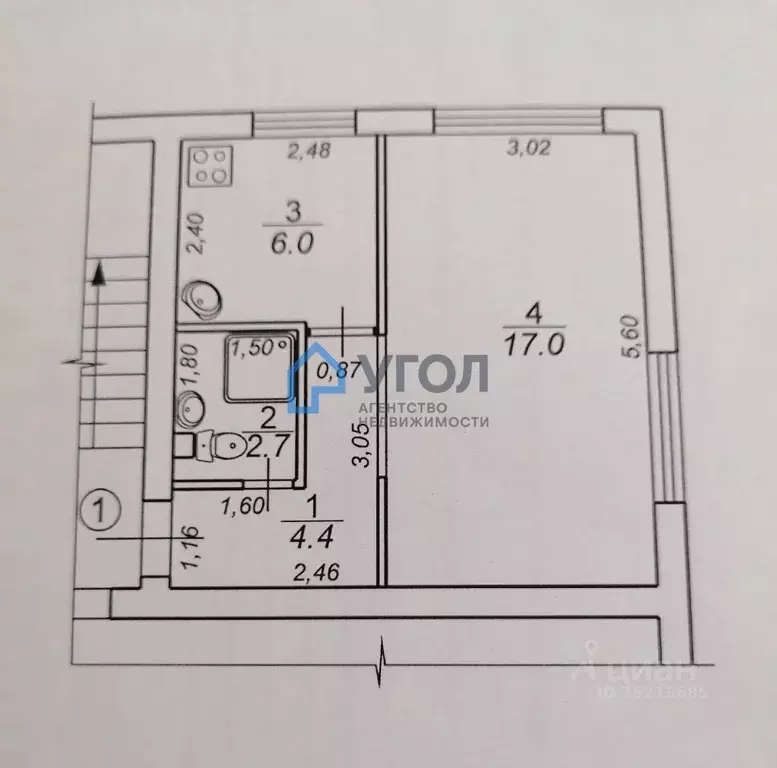 1-к кв. Самарская область, Самара Цеховая ул., 181 (30.1 м) - Фото 2