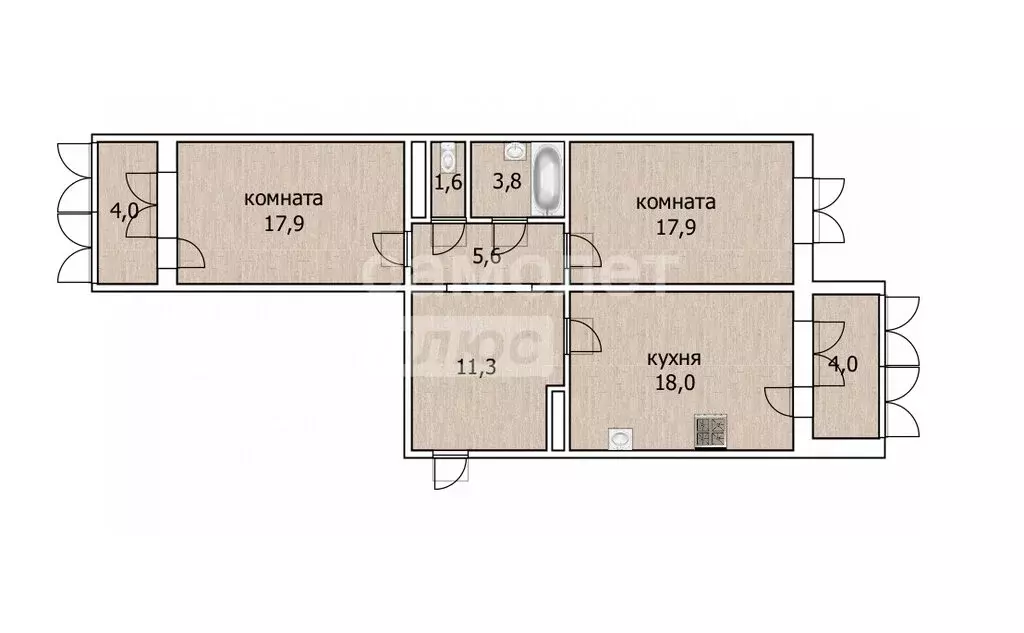 2-комнатная квартира: Пироговский, Советская улица, 2А (74.8 м) - Фото 2