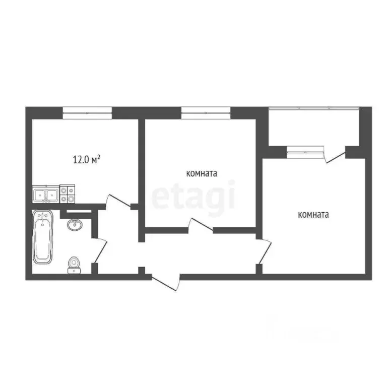 2-к кв. Тюменская область, Тюмень ул. Новоселов, 107к1 (42.0 м) - Фото 1
