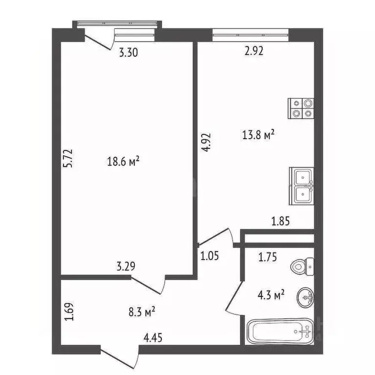 1-к кв. Санкт-Петербург Московский просп., 183-185Ак3 (45.0 м) - Фото 1