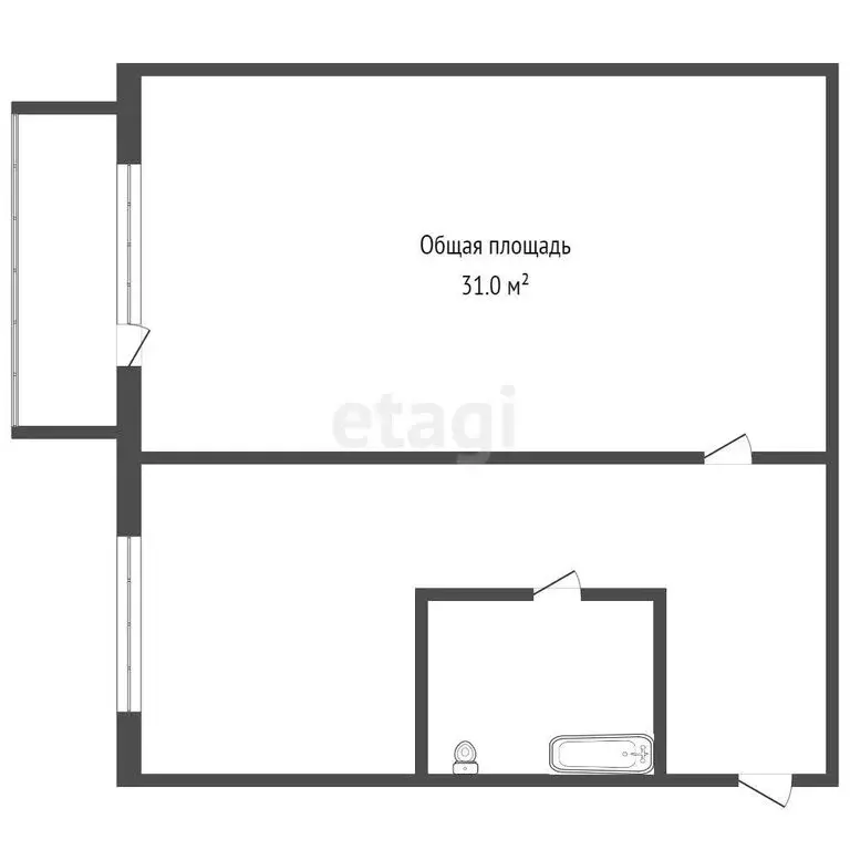 1-комнатная квартира: Кемерово, улица Радищева, 4 (30.6 м) - Фото 0