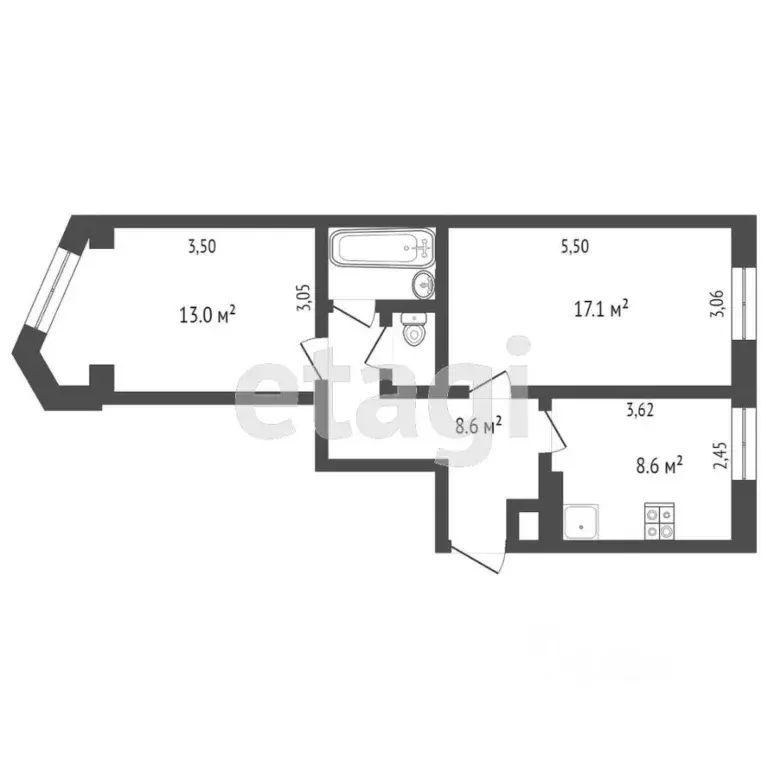 2-к кв. Камчатский край, Петропавловск-Камчатский Солнечная ул., 11/2 ... - Фото 2