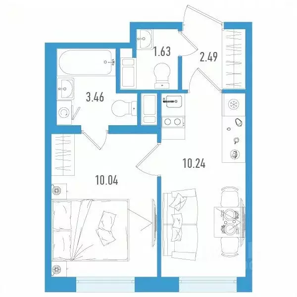 1-к кв. Санкт-Петербург дор. Муринская, 67 (27.86 м) - Фото 0