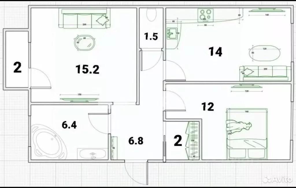 3-к кв. Новосибирская область, Новосибирск Холодильная ул., 15/1 (58.4 ... - Фото 1