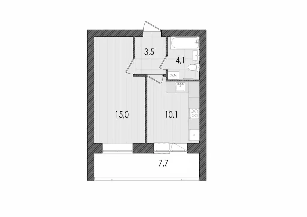 1-комнатная квартира: Киров, улица Капитана Дорофеева, 22 (40.7 м) - Фото 0