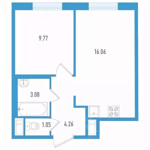 1-к кв. Санкт-Петербург дор. Муринская, 69 (34.22 м) - Фото 0