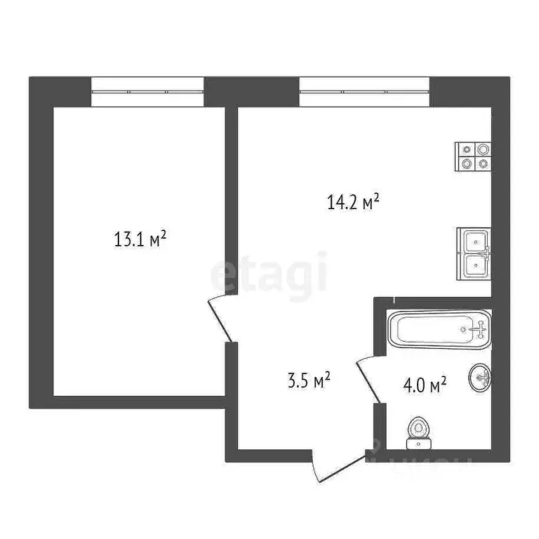 1-к кв. Тюменская область, Тюмень Новгородская ул., 20 (34.8 м) - Фото 2
