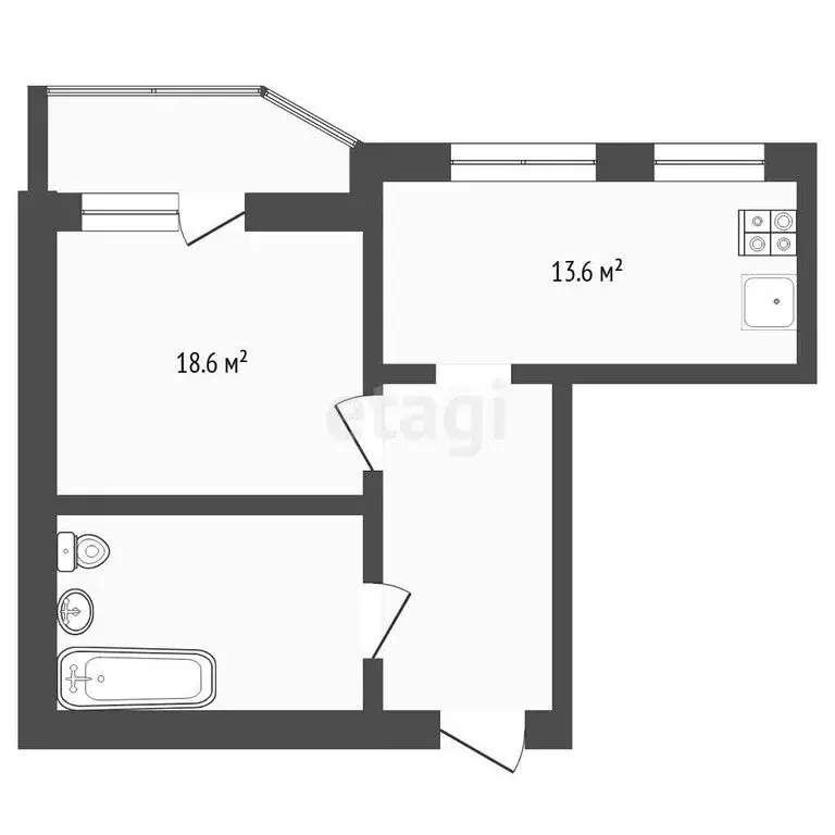 1-комнатная квартира: Тюмень, улица Станислава Карнацевича, 1 (42.3 м) - Фото 1