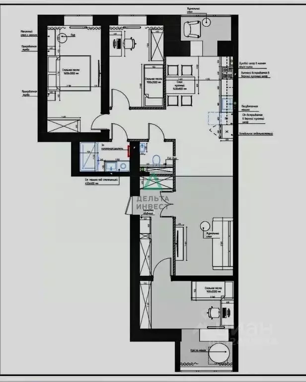 3-к кв. Башкортостан, Уфа Кавказская ул., 6/3 (88.8 м) - Фото 2