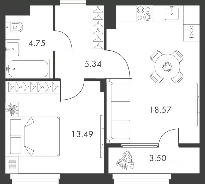 1-к кв. Тульская область, Тула ул. Карпова, 103А (45.65 м) - Фото 0