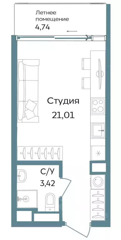 Студия Крым, Саки ул. Морская (29.17 м) - Фото 0