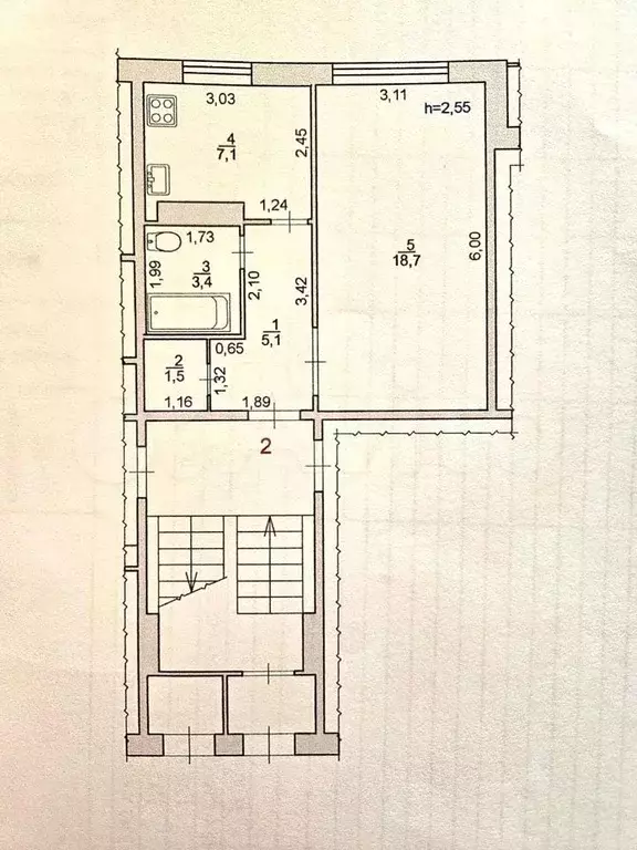 1-к. квартира, 36,7 м, 1/5 эт. - Фото 0