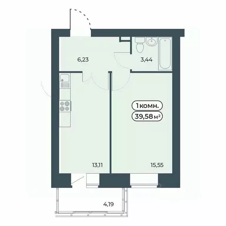 1-к кв. Красноярский край, Красноярск ул. Светлова, 25/1 (39.58 м) - Фото 1