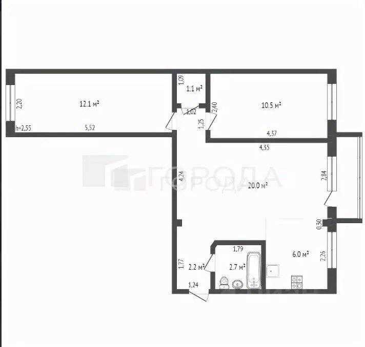 3-к кв. Алтайский край, Барнаул ул. Короленко, 62 (54.6 м) - Фото 2