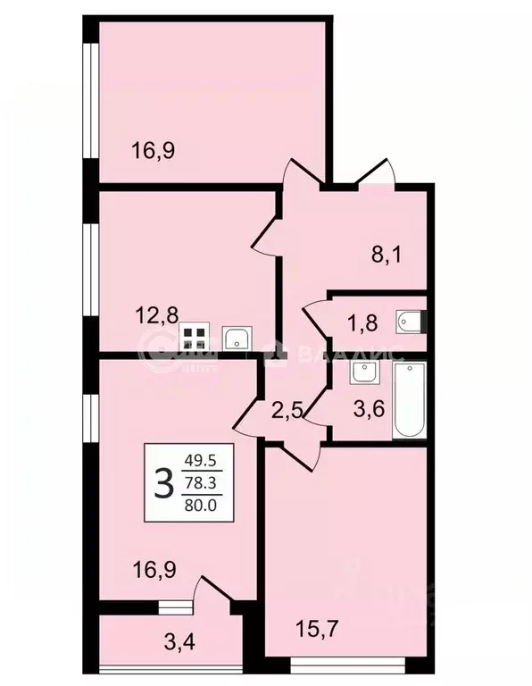 3-к кв. Воронежская область, Воронеж ул. Пескова, 8 (80.0 м) - Фото 0