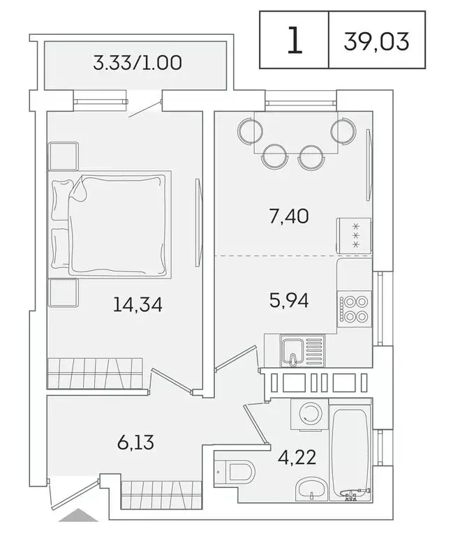 1-комнатная квартира: Мурино, Графская улица, 6к4 (38.1 м) - Фото 1