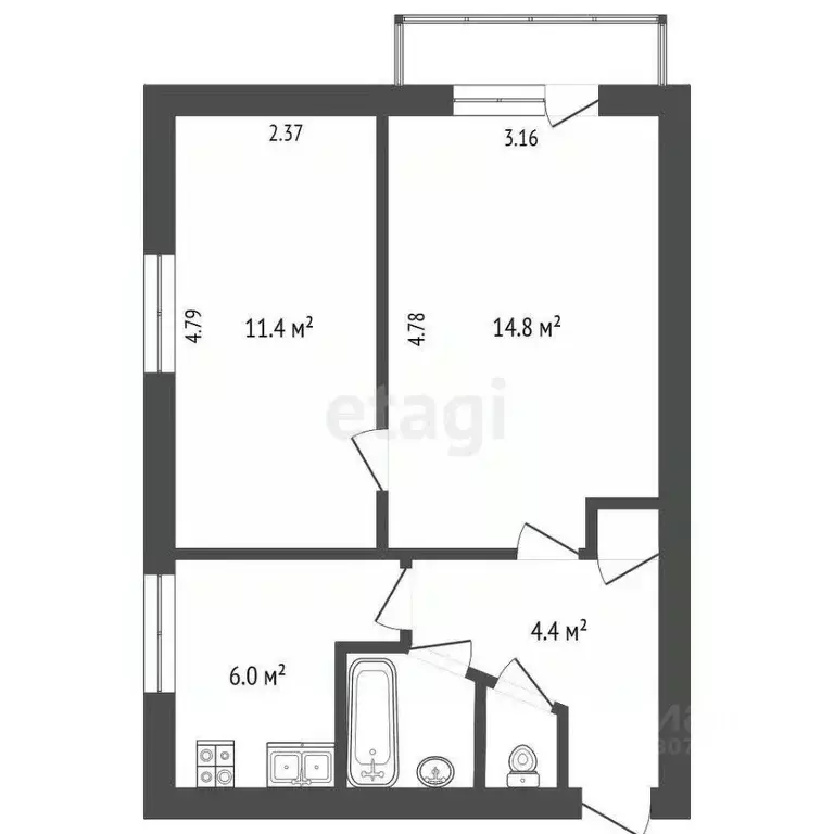 2-к кв. Ярославская область, Ярославль Алмазная ул., 7 (40.0 м) - Фото 2