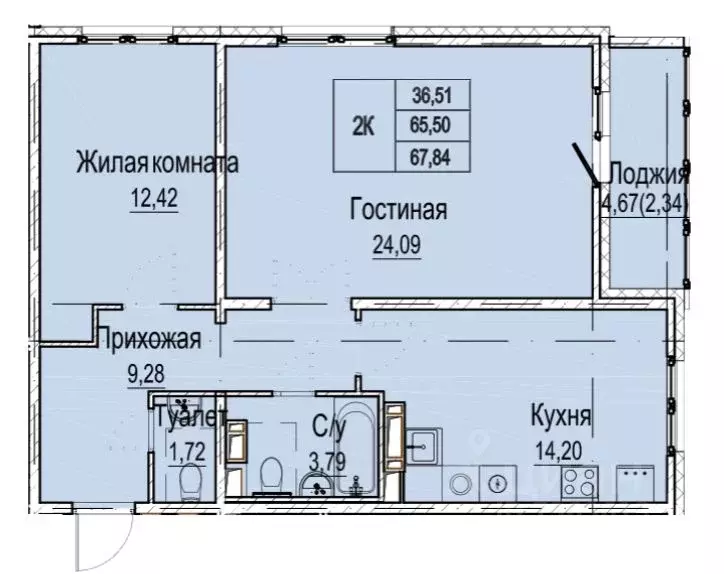 2-к кв. Нижегородская область, Нижний Новгород Вязниковская ул., 42 ... - Фото 1
