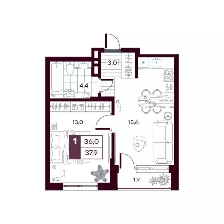 1-к кв. Тюменская область, Тюменский муниципальный округ, д. Дударева ... - Фото 1