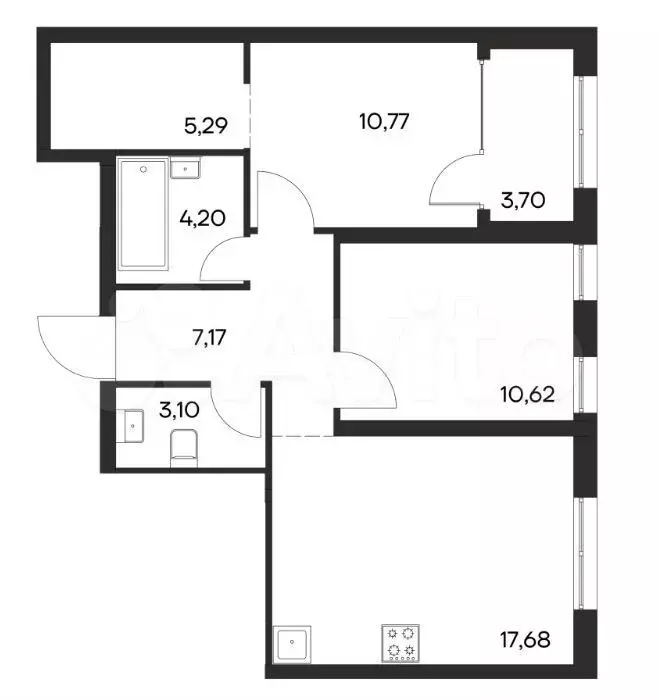 2-к. квартира, 62,5 м, 2/4 эт. - Фото 0