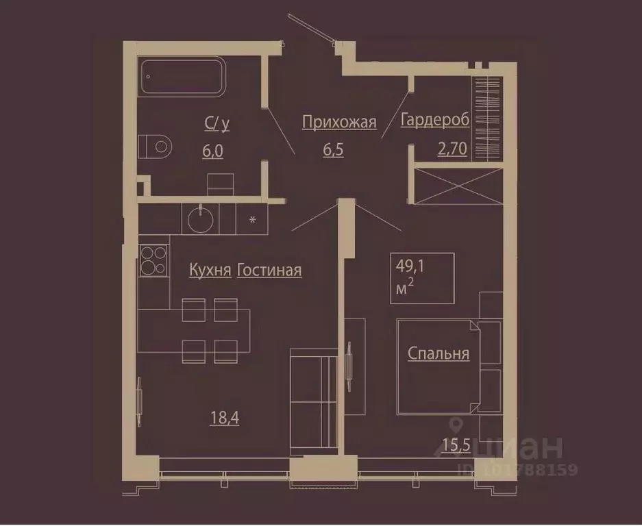 2-к кв. Новосибирская область, Новосибирск ул. Чаплыгина, 54 (48.6 м) - Фото 0