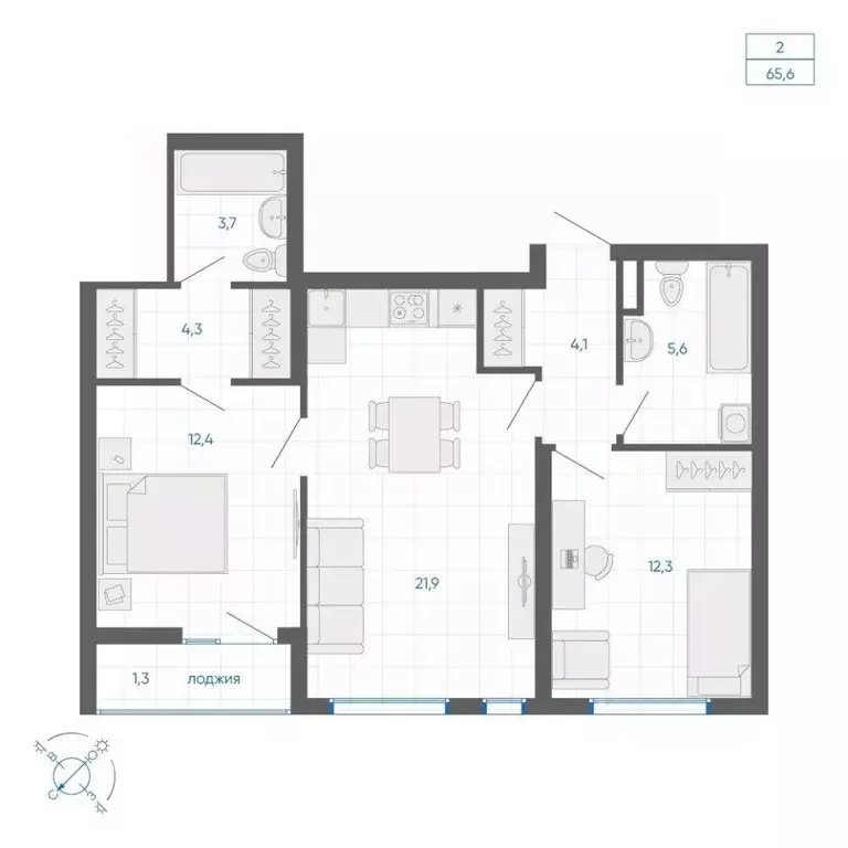 2-к кв. Свердловская область, Екатеринбург Академический мкр, 12-й ... - Фото 0