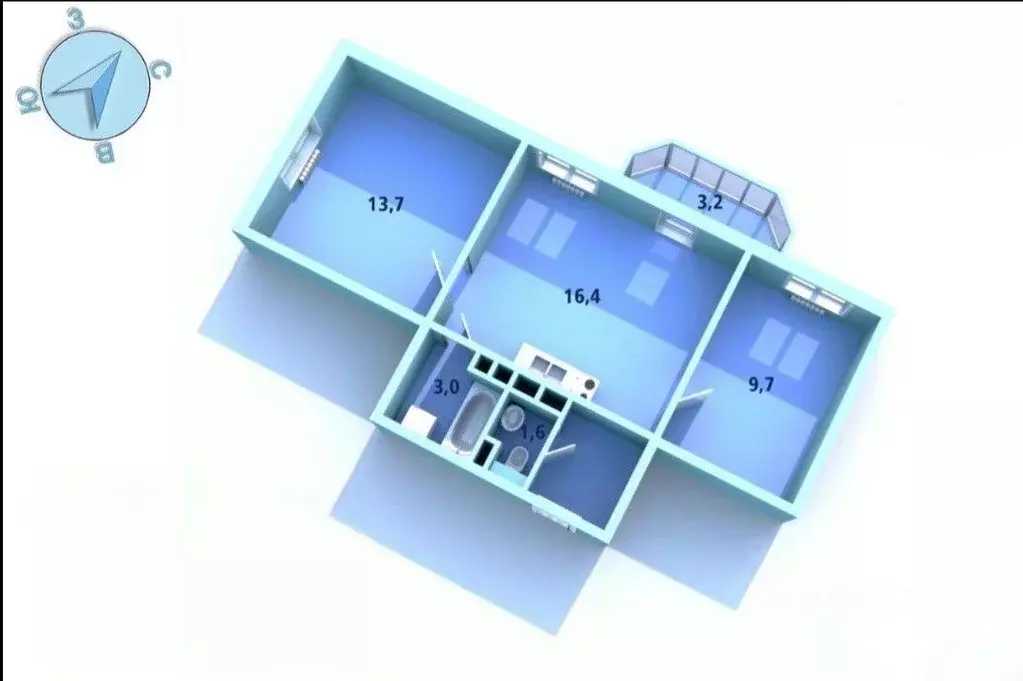 2-к кв. Санкт-Петербург просп. Гладышевский, 38к3 (50.0 м) - Фото 2