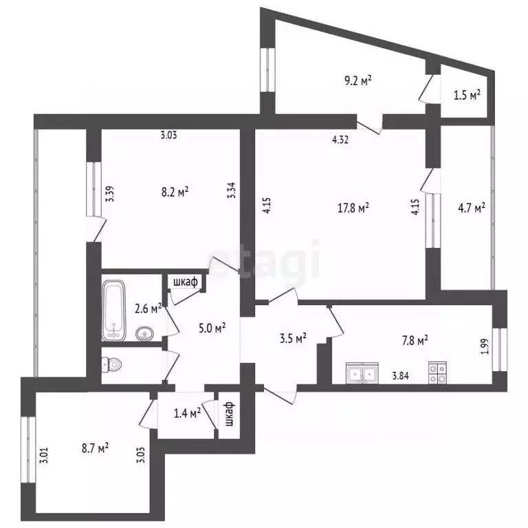 4-к кв. Севастополь просп. Героев Сталинграда, 36 (78.6 м) - Фото 2