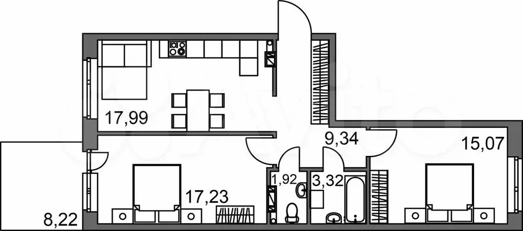 2-к. квартира, 68,5 м, 1/4 эт. - Фото 0