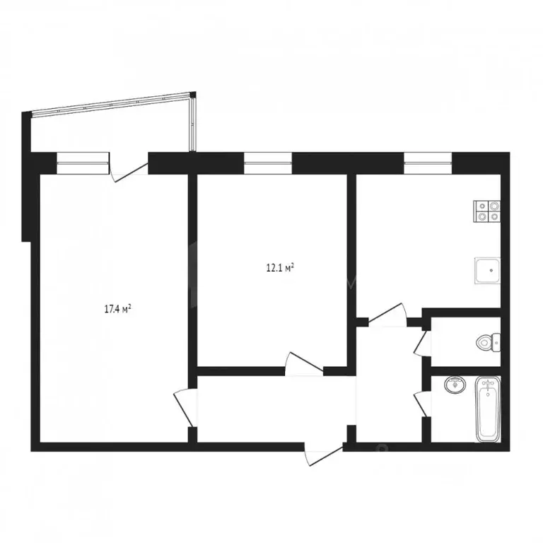 2-к кв. Орловская область, Орел ул. Бурова, 18 (53.2 м) - Фото 1