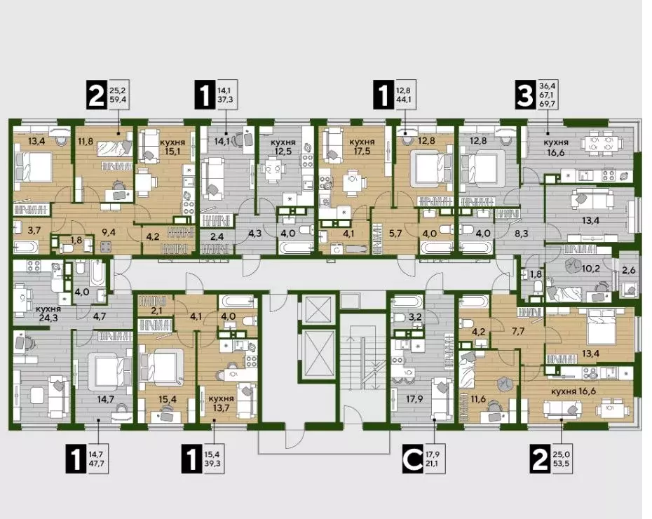 2-к кв. Краснодарский край, Краснодар Догма Парк мкр,  (53.5 м) - Фото 2