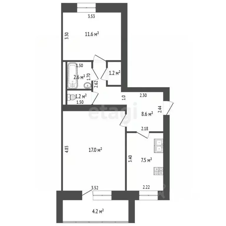 2-к кв. Самарская область, Самара ул. Ерошевского, 80 (51.8 м) - Фото 2