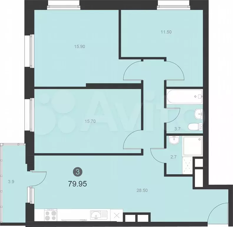 3-к. квартира, 80 м, 24/27 эт. - Фото 0