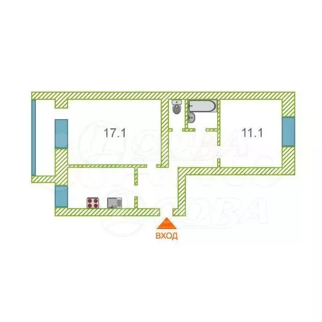 2-к. квартира, 50 м, 5/5 эт. - Фото 0