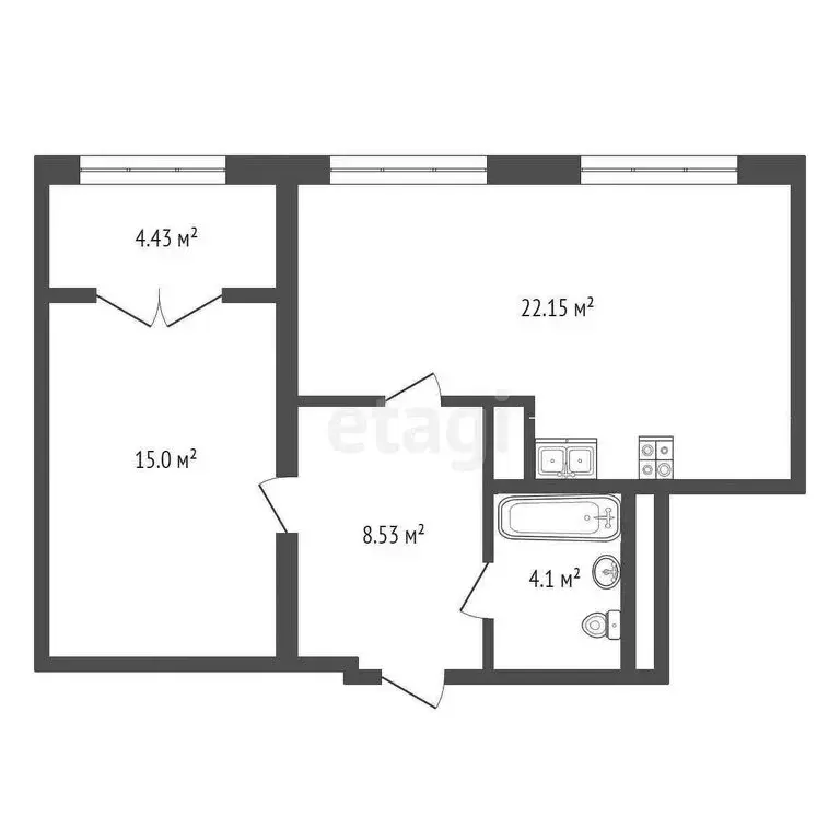 1-комнатная квартира: Тюмень, улица Демьяна Бедного, 83к1 (53.7 м) - Фото 1