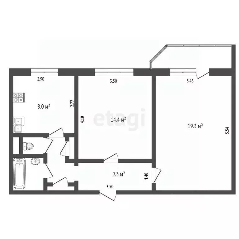 2-к кв. Орловская область, Орел ул. 3-я Курская, 52 (54.0 м) - Фото 2