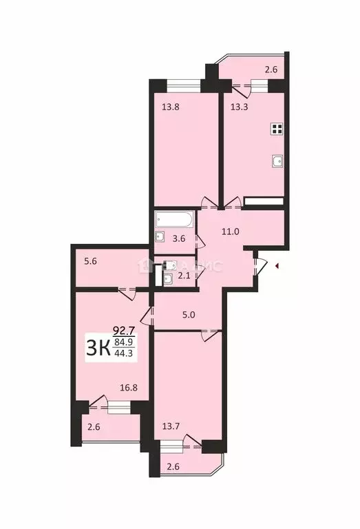 3-комнатная квартира: Владимир, улица Горького, 133А (84.9 м) - Фото 0