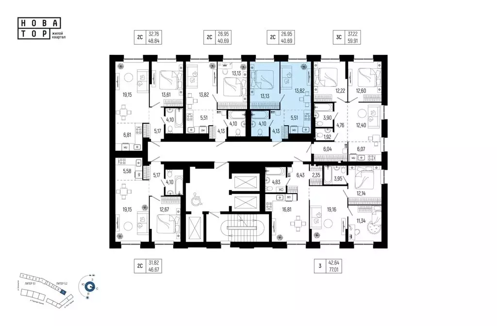 2-комнатная квартира: Уфа, Советский район, порт Уфа (40.69 м) - Фото 1